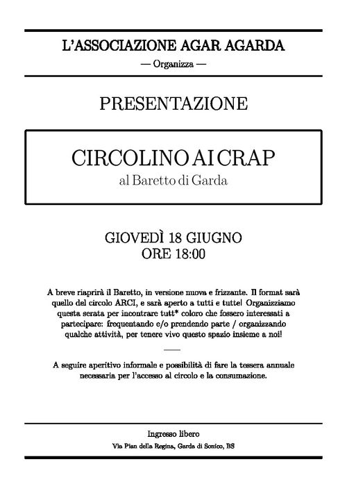 Presentazione informale del circolino ai residenti