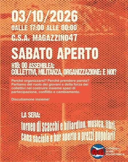 SABATO APERTO!